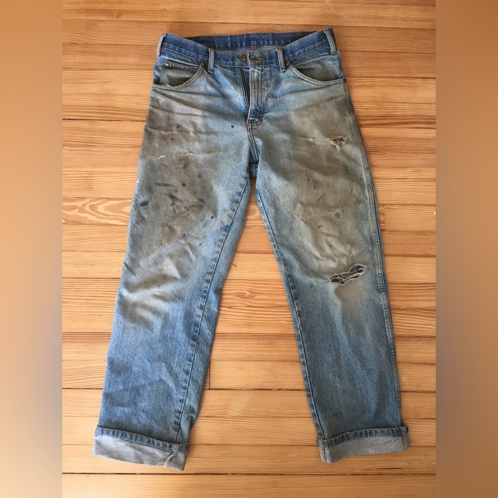 Professionally distressed Dickies Regular Straight Fit Denim Jean 32x32